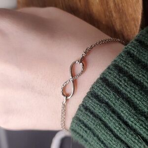 Jwbr jewelers diamond and sterling bracelet 925 peace symbol dainty N1209
